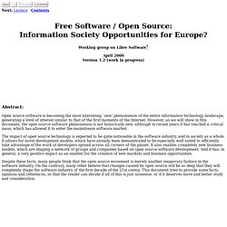 Free Software / Open Source: Information Society Opportunities for Europe?
