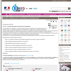 SYSTEME D'INFORMATION ET PROCESSUS DE L'ORGANISATION - Site Economie-Gestion