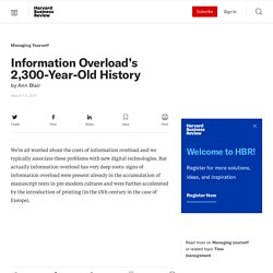 Information Overload's 2,300-Year-Old History - Ann Blair