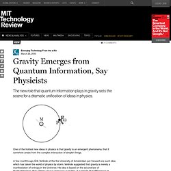 Technology Review: Blogs: arXiv blog: Gravity Emerges from Quant
