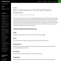 Huddled Masses » Blog Archive » RFC: Information in PoshCode Module Manifests