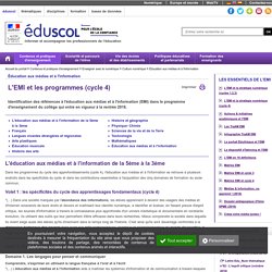 EMI cycle 4 programme Éducation aux médias et à l'information - L'éducation aux médias et à l'information et les nouveaux programmes (cycle 4)