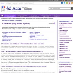 Eduscol : L'EMI et les nouveaux programmes (cycle 4)