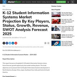 K-12 Student Information Systems Market Projection By Key Players, Status, Growth, Revenue, SWOT Analysis Forecast 2025