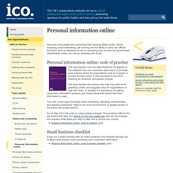Personal Information Online - Code of Practice