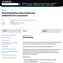 Personal data - Providing better information and protection for consumers - Policies