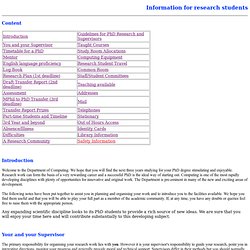 Information for research students (please note the text in blue) - Waterfox