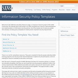 Institute - The SANS Security Policy Project