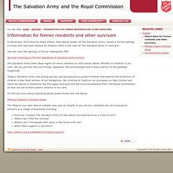 Information for former residents and other survivors » salvos.org.au/royalcommission/