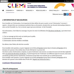 L'information et ses sources - CLEMI