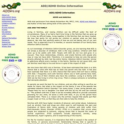 ADD/ADHD Information Sheets - ADHD and Addiction