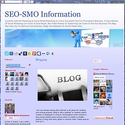 SEO-SMO Information- Social Media Optimization, Social Bookmarking, Social Sharing, Social Blogging, Social Media Marketing Techniques