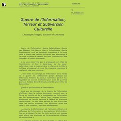 Guerre de l'Information, Terreur et Subversion Culturelle. Christoph Fringeli, Society of Unknows