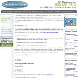Credit Bureau Contact Information - Experian, Equifax, TransUnion