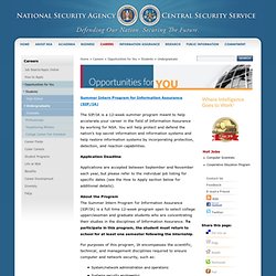 Summer Intern Program for Information Assurance for Undergraduates at the National Security Agency (NSA)