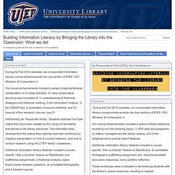 What we did - Building Information Literacy by Bringing the Library into the Classroom - UTEP Library Research Guides at University of Texas El Paso