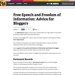 Free Speech and Freedom of Information: Advice for Bloggers