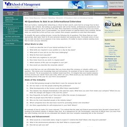 40 Questions to Ask in an Informational Interview - UB School of Management