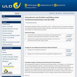 Informationen zum Erstellen und Führen eines Verfahrensverzeichnisses nach §7 LDSG - ULD