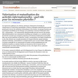 Valorisation et mutualisation des activités informationnelles : quel rôle pour les monnaies (...)