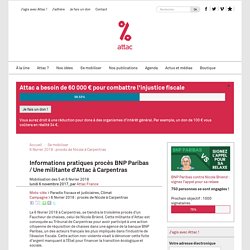 Informations pratiques procès BNP Paribas / Une militante d'Attac à Carpentras