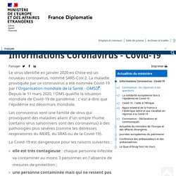 Informations Coronavirus - Covid-19 - Ministère de l’Europe et des Affaires étrangères