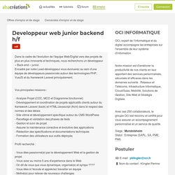 Developpeur web junior backend h/f - Offre d'emploi CDI (OCI INFORMATIQUE) - Alsacreations
