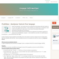 Problème : Analyseur lexical d'un langage
