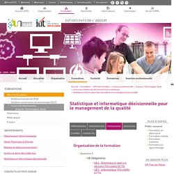 Statistique et informatique décisionnelle pour le management de la qualité - IUT des pays de l'Adour - Université de Pau et des Pays de l'Adour (UPPA)