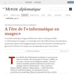 A l’ère de l’« informatique en nuages », par Hervé Le Crosnier (