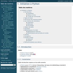 1. Initiation à Python — Informatique - Python 2012-2013 documentation