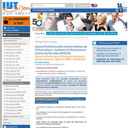 LP Métiers de l'Informatique : Systèmes d'Information et Gestion de Données (MISIGD), parcours Infrastructures, Stockage et Analyse de données Massives - Big Data (ISAM) - Site de Dijon - IUT Dijon/Auxerre