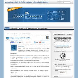 Rapport annuel 2008 de la CNIL « Bernard Lamon – Avocat spécialiste en droit de l’informatique et des télécommunications