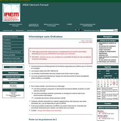 Informatique sans Ordinateur - IREM Clermont-Ferrand