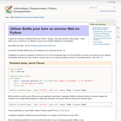 Utiliser Bottle pour faire un serveur Web en Python