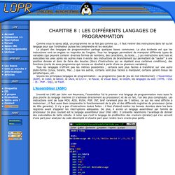 Informatique : 8) Les différents langages de programmation