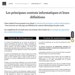 Contrats informatiques : liste et définitions - Avocat droit informatique - Avocat droit des nouvelles technologies