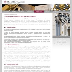 Les principaux contrats informatique (EN RESUME)