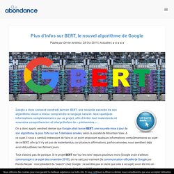 Plus d'infos sur BERT, le nouvel algorithme de Google