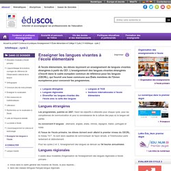 RUB. SITE Éduscol : Enseigner les langues à l'école élémentaire