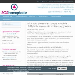 Infractions prenant en compte le mobile LGBTphobe comme circonstance aggravante