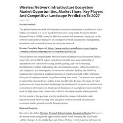 Wireless Network Infrastructure Ecosystem Market Opportunities, Market Share, Key Players And Competitive Landscape Prediction To 2027 – Telegraph