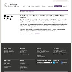 News Alert - Corby family awarded damages for infringement of copyright in photos, view at...