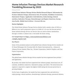 Home Infusion Therapy Devices Market Research Trembling Revenue by 2023 – Telegraph