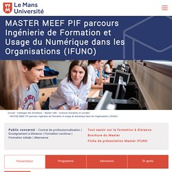 MASTER MEEF PIF parcours Ingénierie de Formation et Usage du Numérique dans les Organisations (IFUNO)