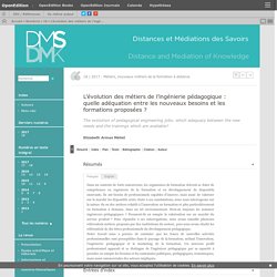 L’évolution des métiers de l’ingénierie pédagogique : quelle adéquation entre les nouveaux besoins et les formations proposées ?