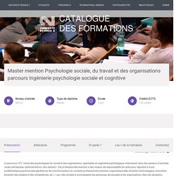 parcours Ingénierie psychologie sociale et cognitive - Université de Rennes 2 - Catalogue des formations
