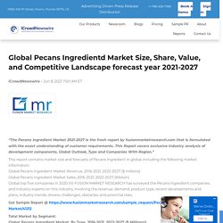 Global Pecans Ingredientd Market Size, Share, Value, and Competitive Landscape forecast year 2021-2027