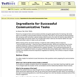 Ingredients for Successful Communicative Tasks