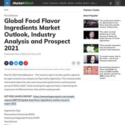 May 2021 Report on Global Food Flavor Ingredients Market Overview, Size, Share and Trends for 2014-2026
